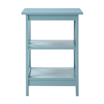 Oxford End Table with Shelves Sea Foam Blue