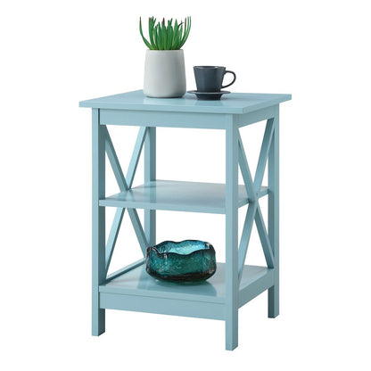 Oxford End Table with Shelves Sea Foam Blue