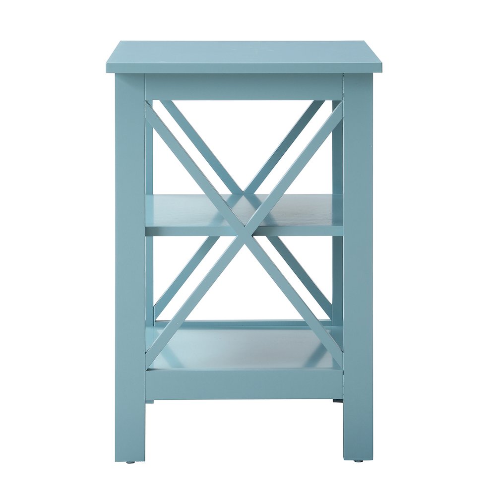 Oxford End Table with Shelves Sea Foam Blue