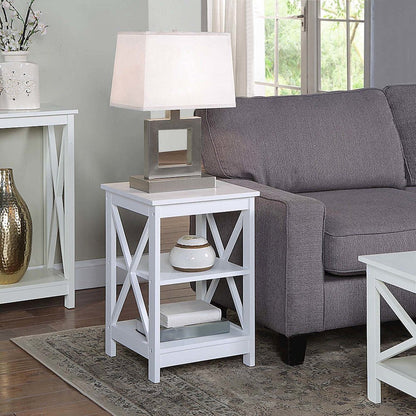 Oxford End Table with Shelves White
