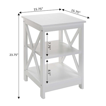 Oxford End Table with Shelves White