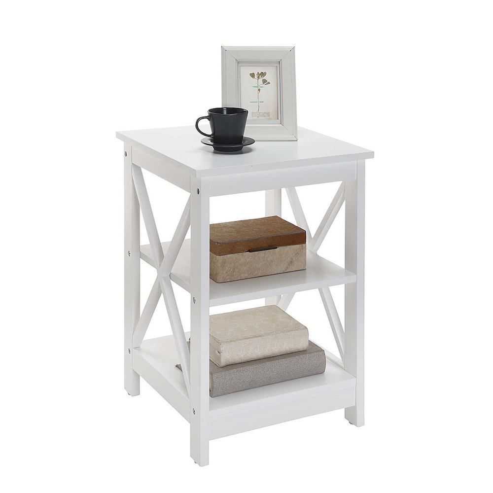 Oxford End Table with Shelves White