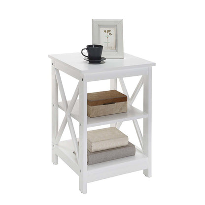 Oxford End Table with Shelves White
