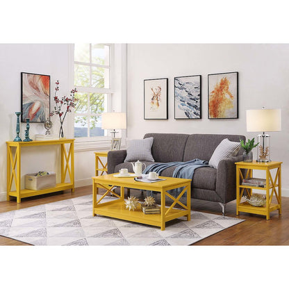 Oxford End Table with Shelves Yellow