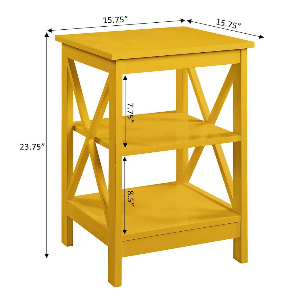 Oxford End Table with Shelves Yellow