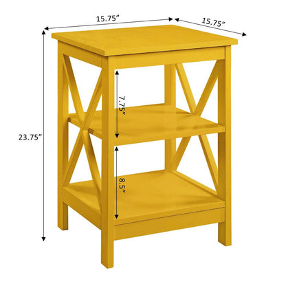 Oxford End Table with Shelves Yellow
