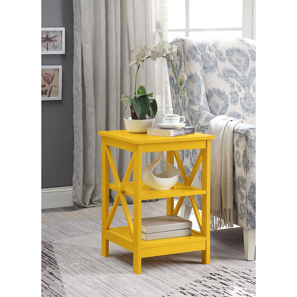 Oxford End Table with Shelves Yellow