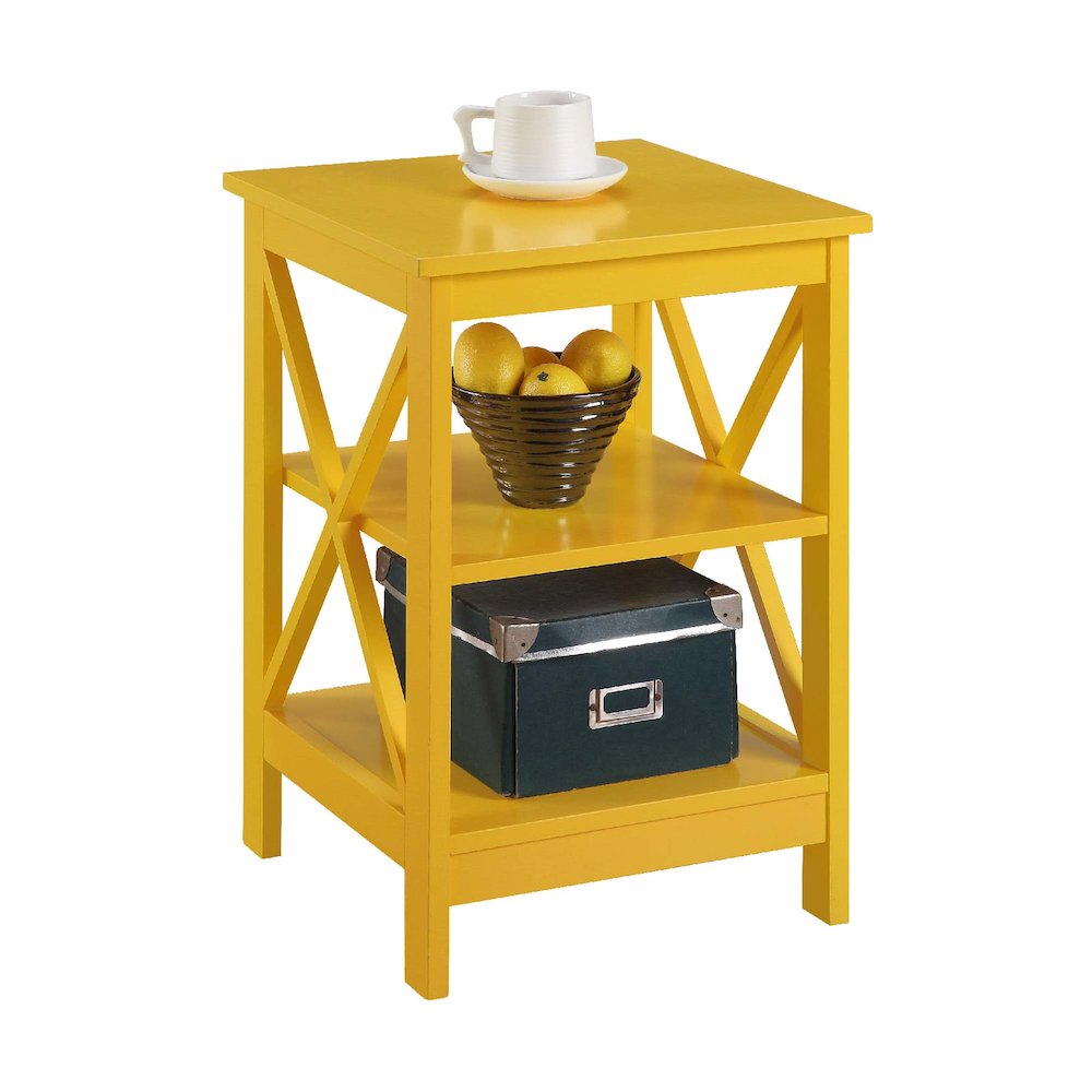 Oxford End Table with Shelves Yellow