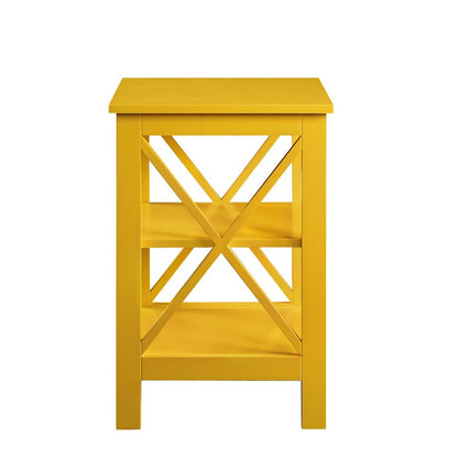 Oxford End Table with Shelves Yellow