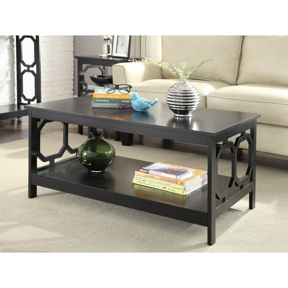 Omega Coffee Table with Shelf Black
