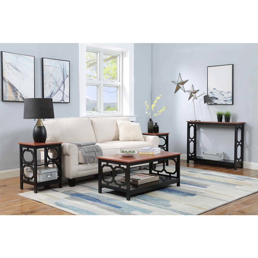 Omega Coffee Table with Shelf Cherry/Black