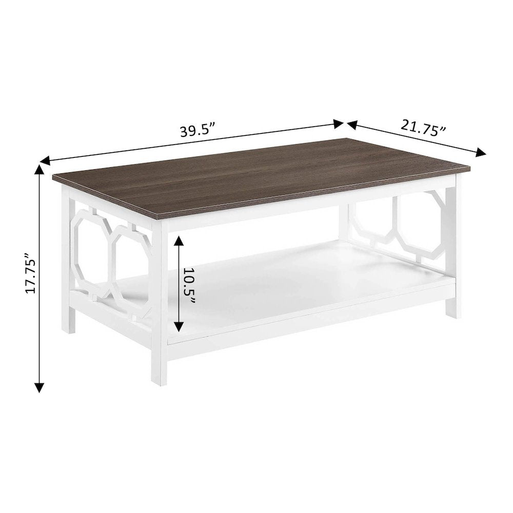 Omega Coffee Table with Shelf Driftwood/White