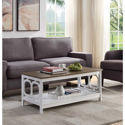Omega Coffee Table with Shelf Driftwood/White