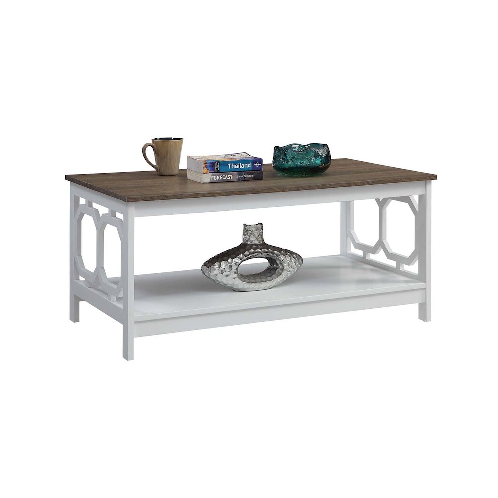 Omega Coffee Table with Shelf Driftwood/White
