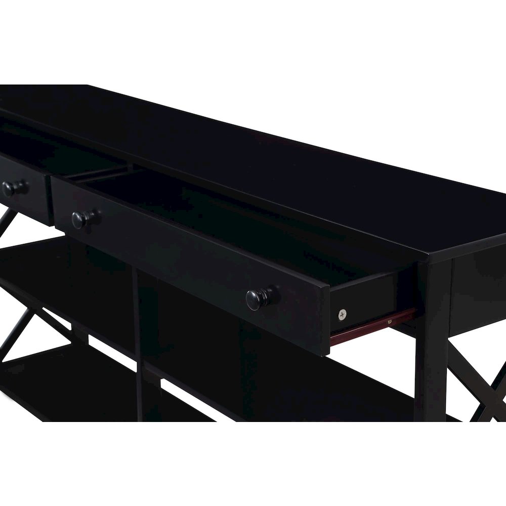Oxford 2 Drawer 60 inch Console Table with Shelves