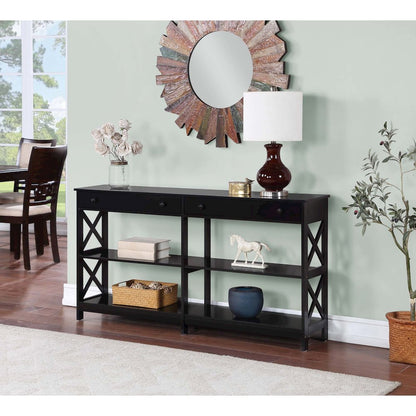 Oxford 2 Drawer 60 inch Console Table with Shelves