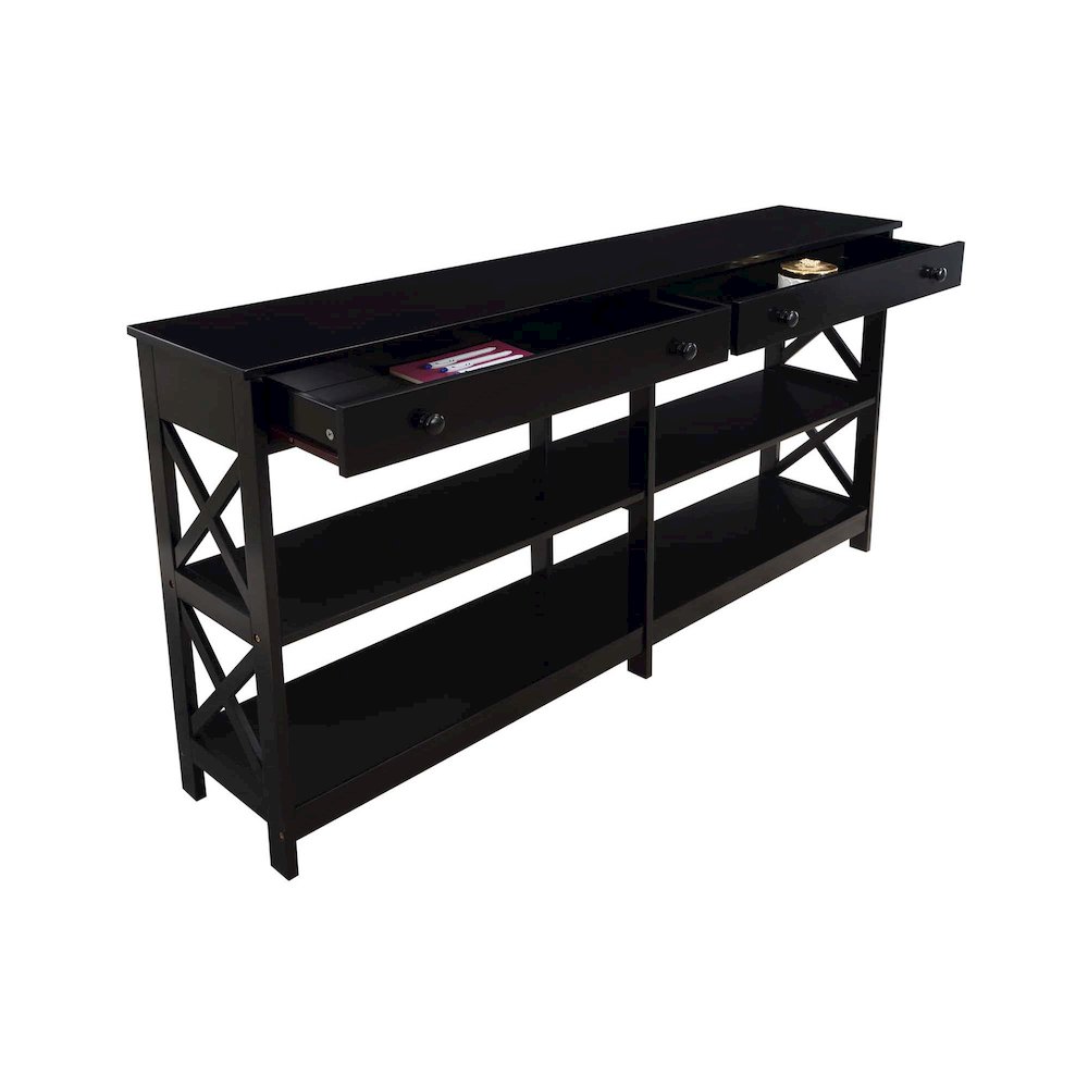 Oxford 2 Drawer 60 inch Console Table with Shelves