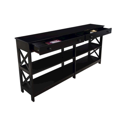 Oxford 2 Drawer 60 inch Console Table with Shelves