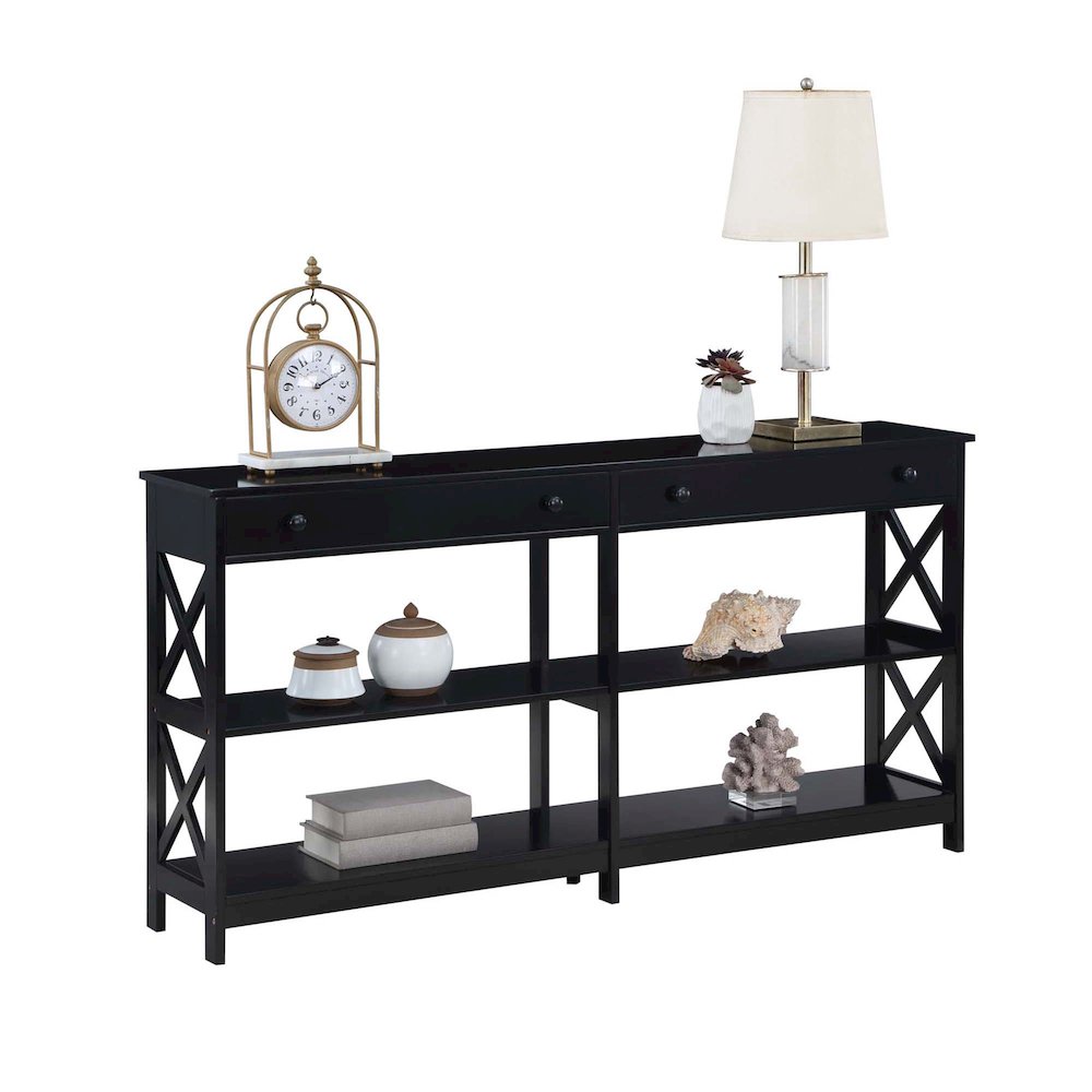 Oxford 2 Drawer 60 inch Console Table with Shelves
