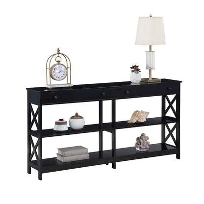 Oxford 2 Drawer 60 inch Console Table with Shelves