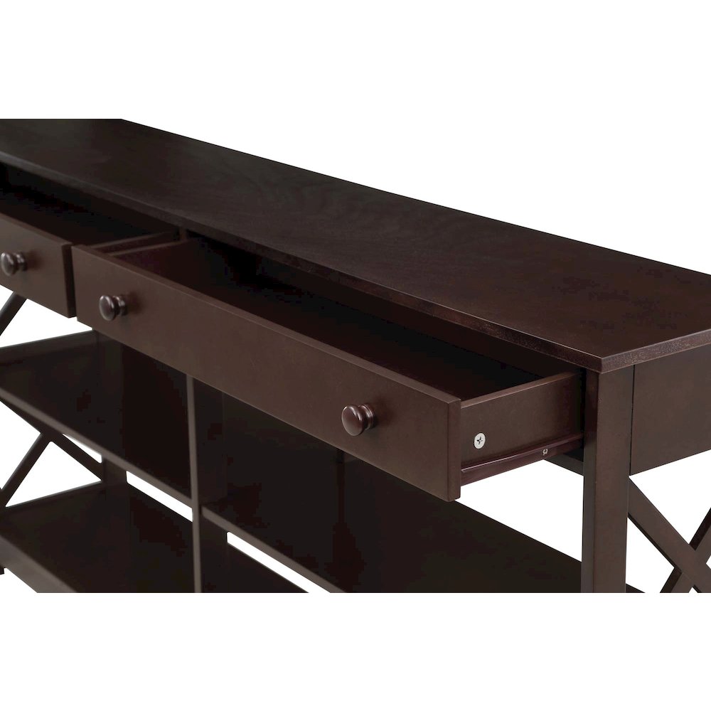 Oxford 2 Drawer 60 inch Console Table with Shelves