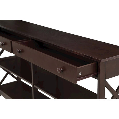 Oxford 2 Drawer 60 inch Console Table with Shelves
