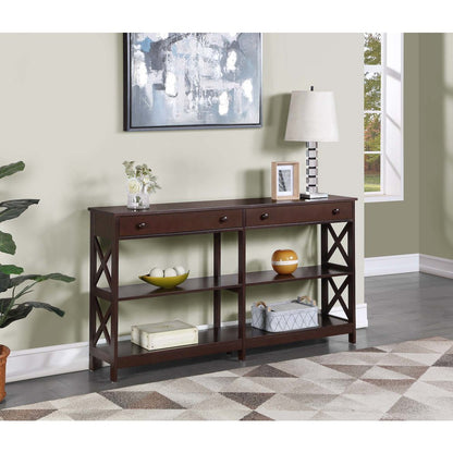 Oxford 2 Drawer 60 inch Console Table with Shelves