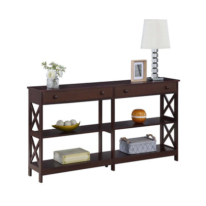 Oxford 2 Drawer 60 inch Console Table with Shelves