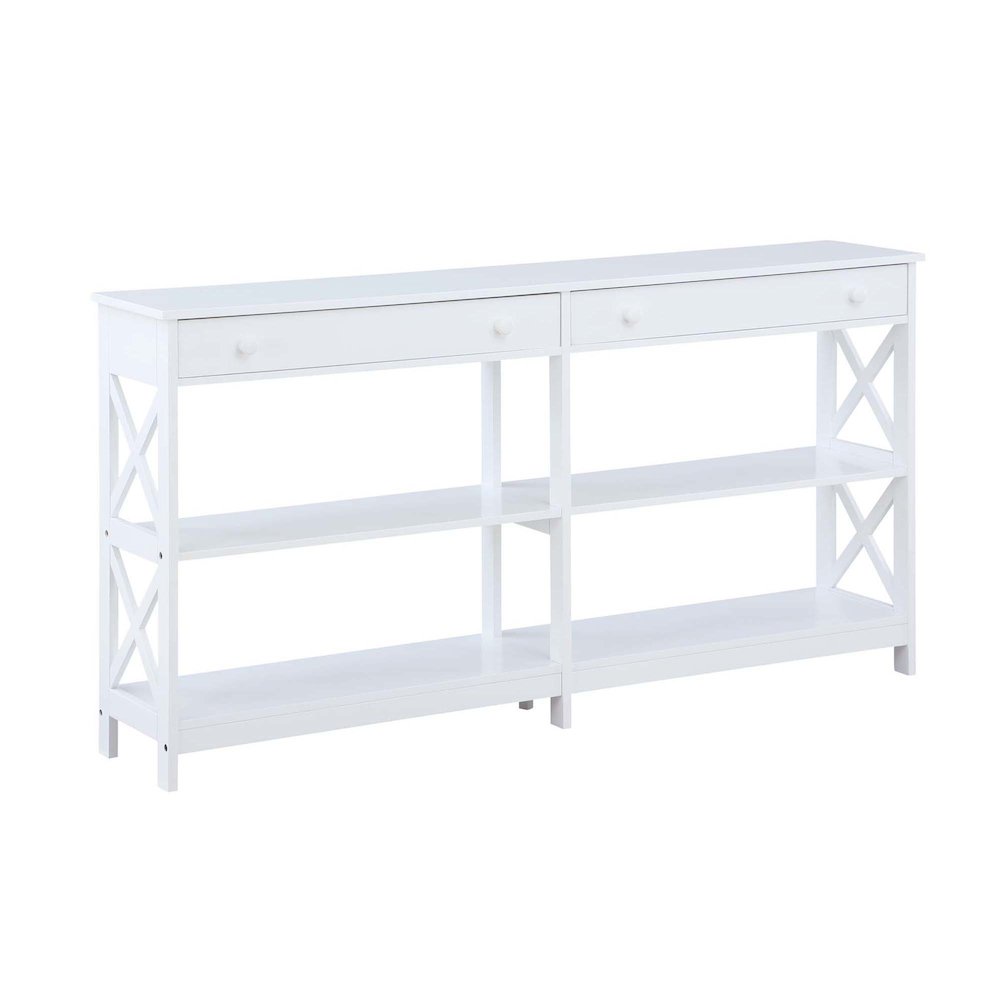 Oxford 2 Drawer 60 inch Console Table with Shelves