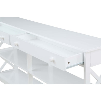 Oxford 2 Drawer 60 inch Console Table with Shelves