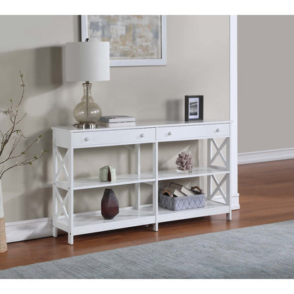 Oxford 2 Drawer 60 inch Console Table with Shelves