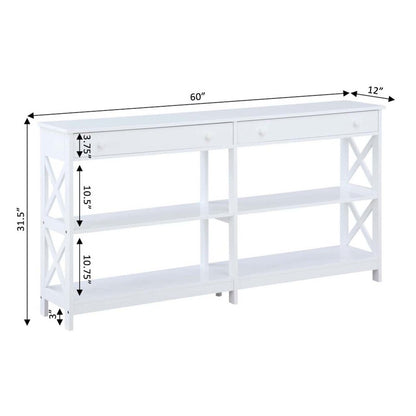 Oxford 2 Drawer 60 inch Console Table with Shelves