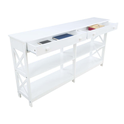 Oxford 2 Drawer 60 inch Console Table with Shelves