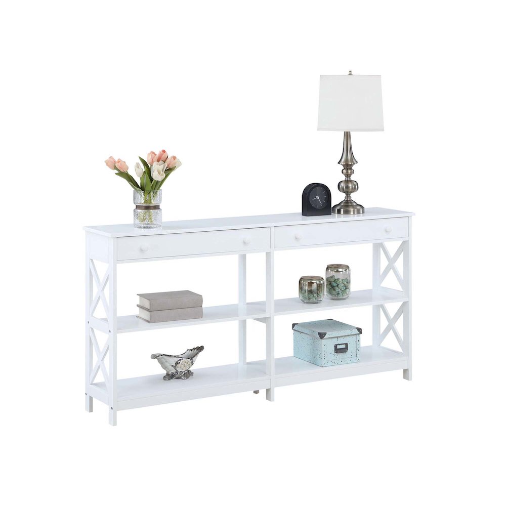 Oxford 2 Drawer 60 inch Console Table with Shelves