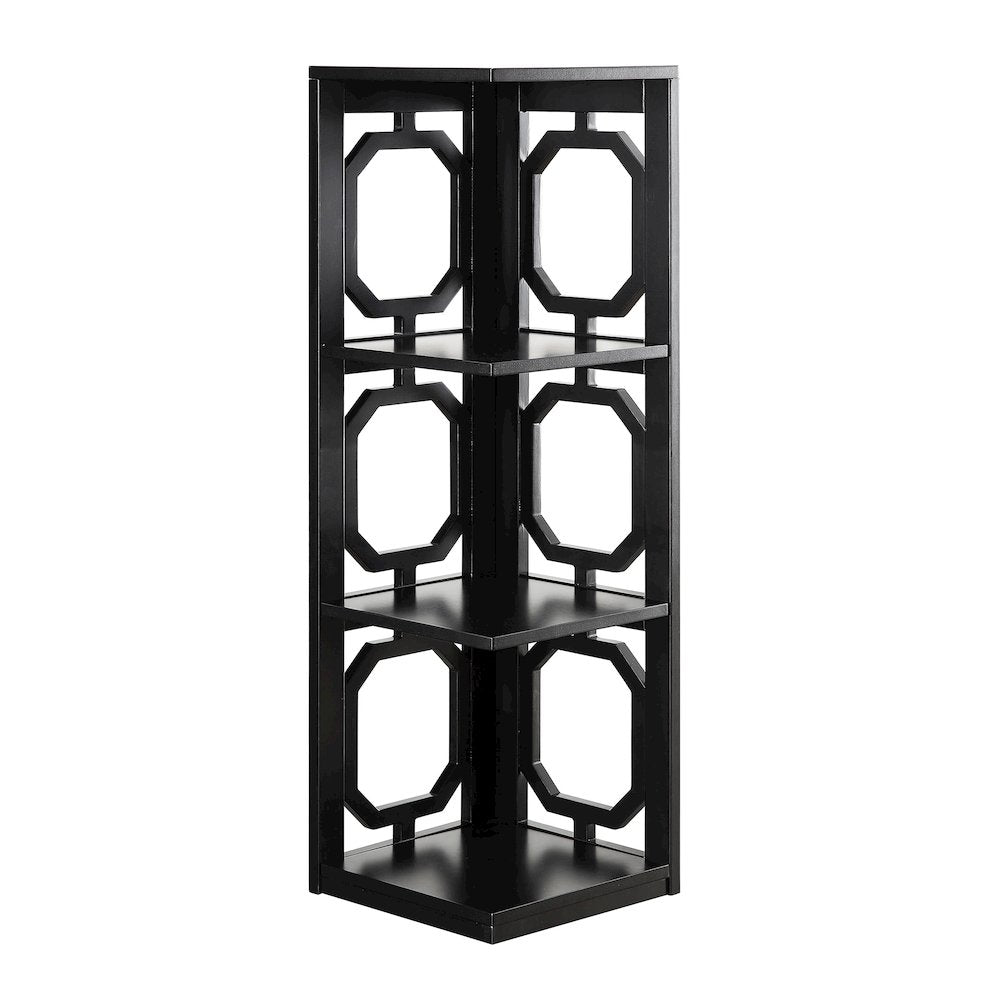 Omega 3 Tier Corner Bookcase, Black