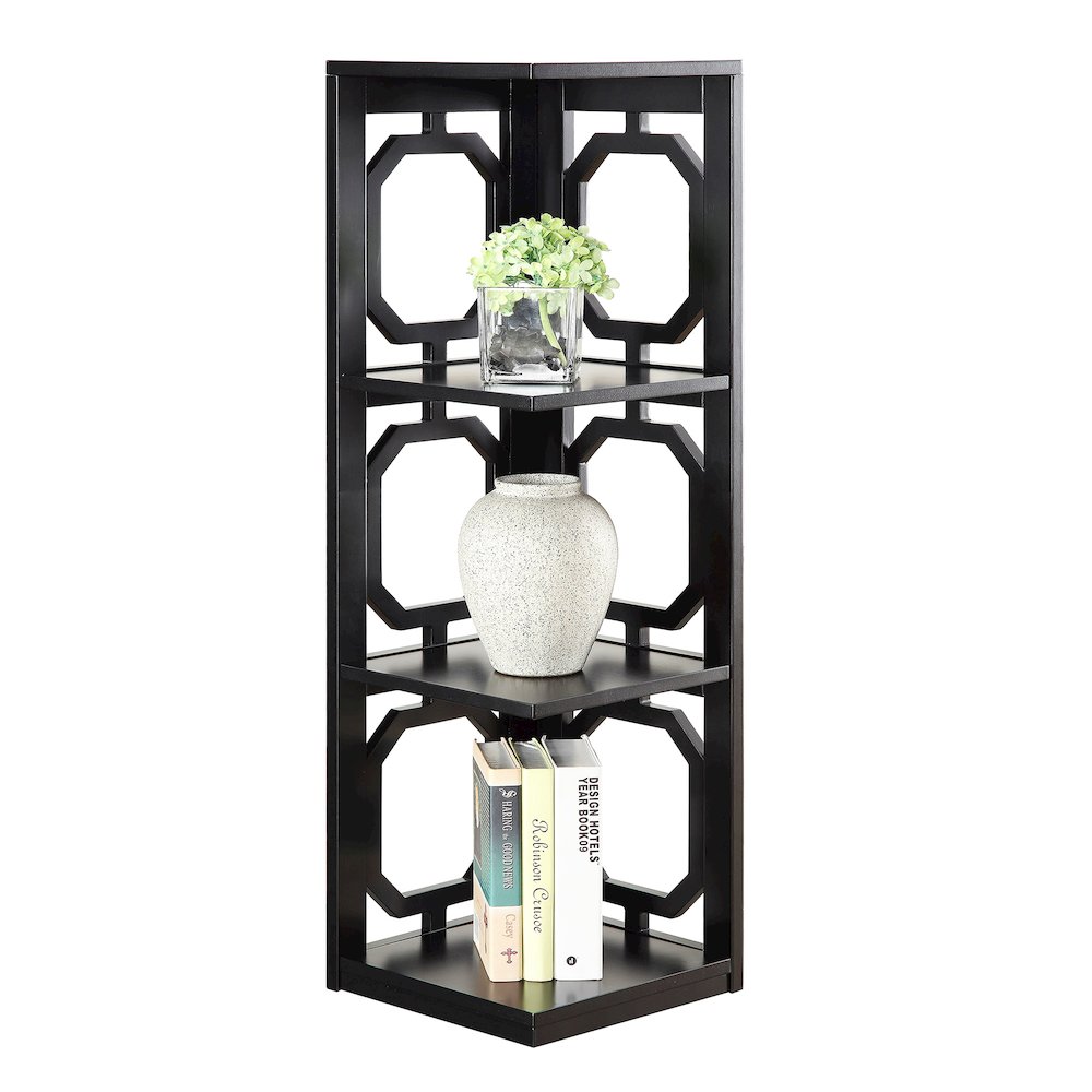 Omega 3 Tier Corner Bookcase, Black