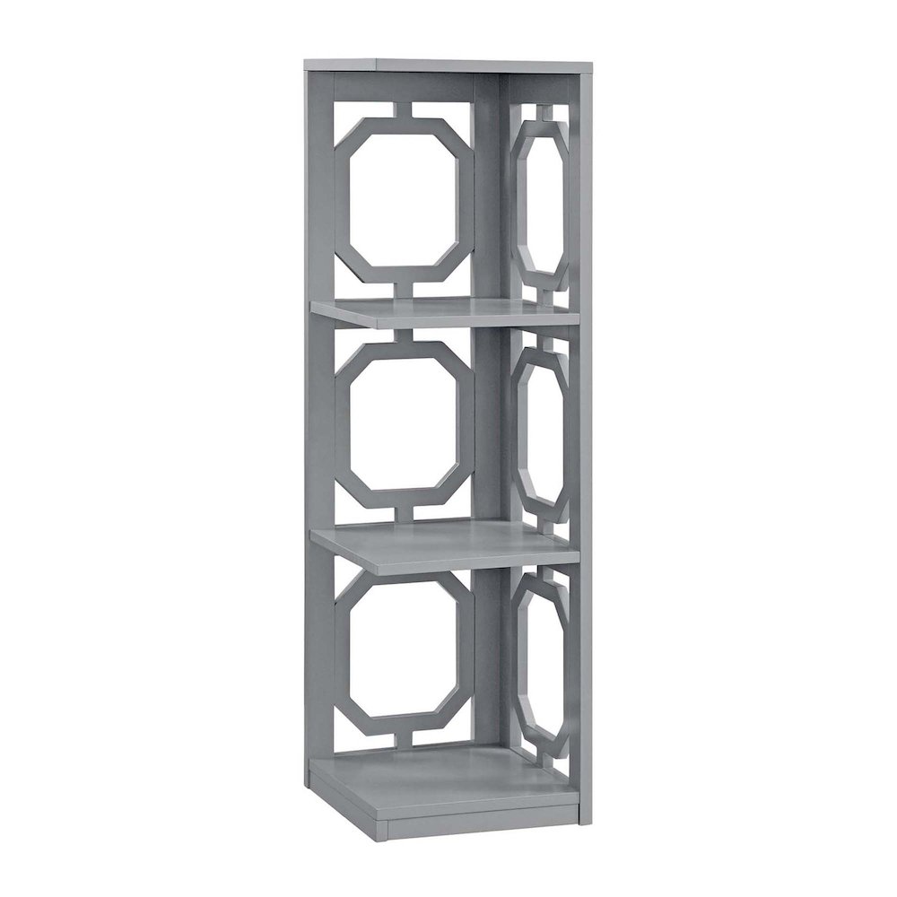 Omega 3 Tier Corner Bookcase, Gray