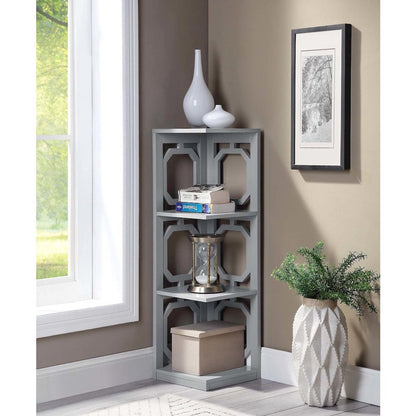 Omega 3 Tier Corner Bookcase, Gray