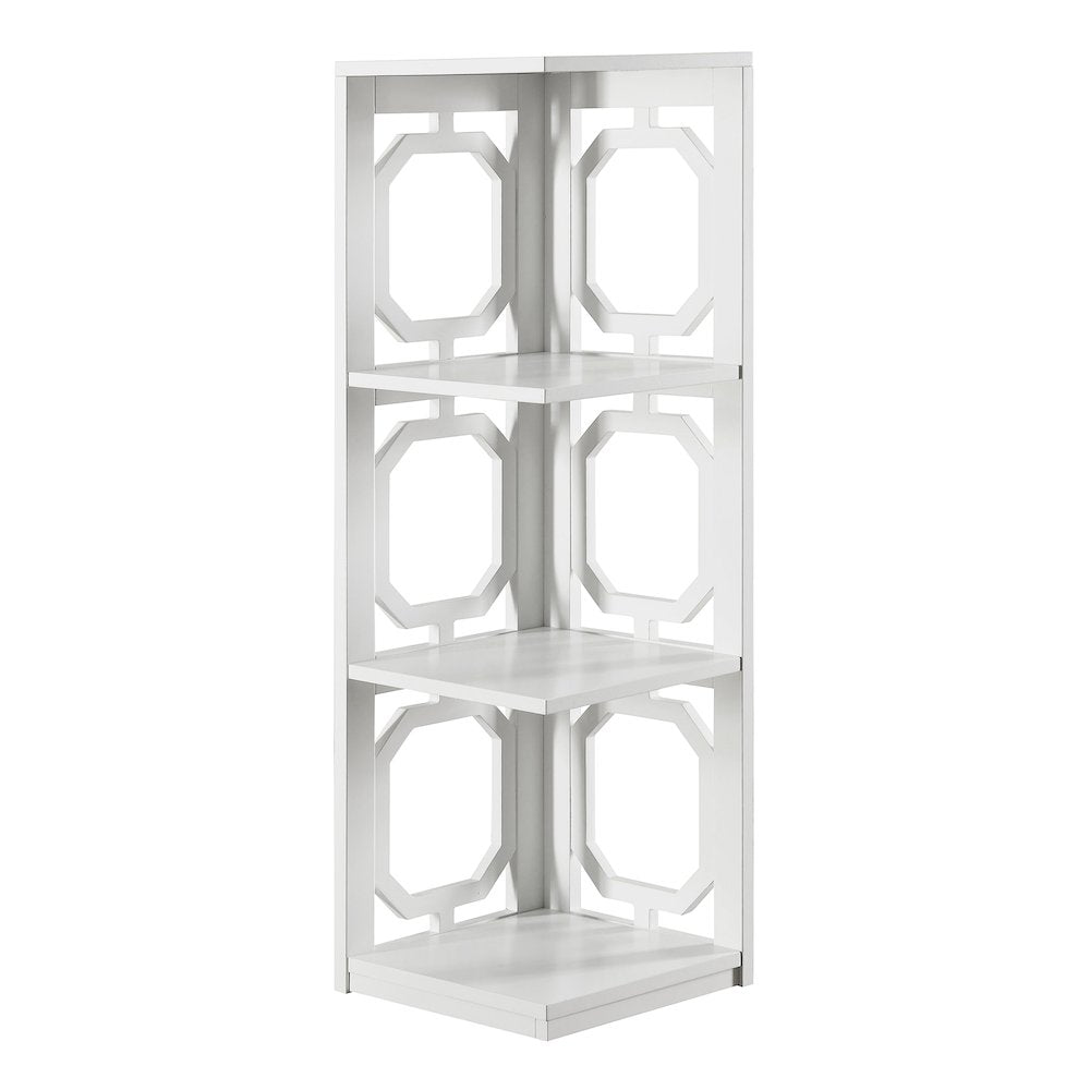 Omega 3 Tier Corner Bookcase, White