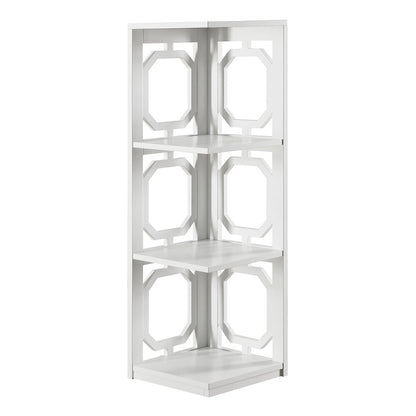Omega 3 Tier Corner Bookcase, White