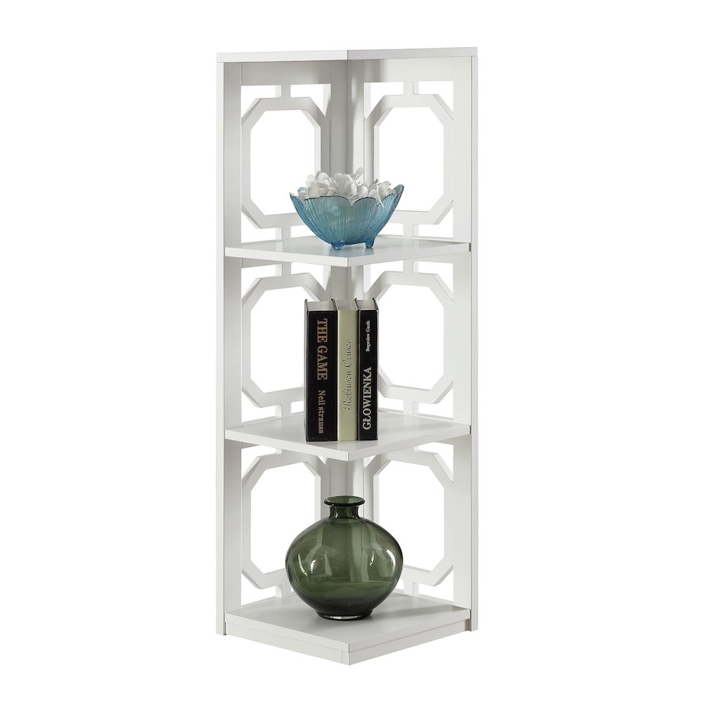 Omega 3 Tier Corner Bookcase, White