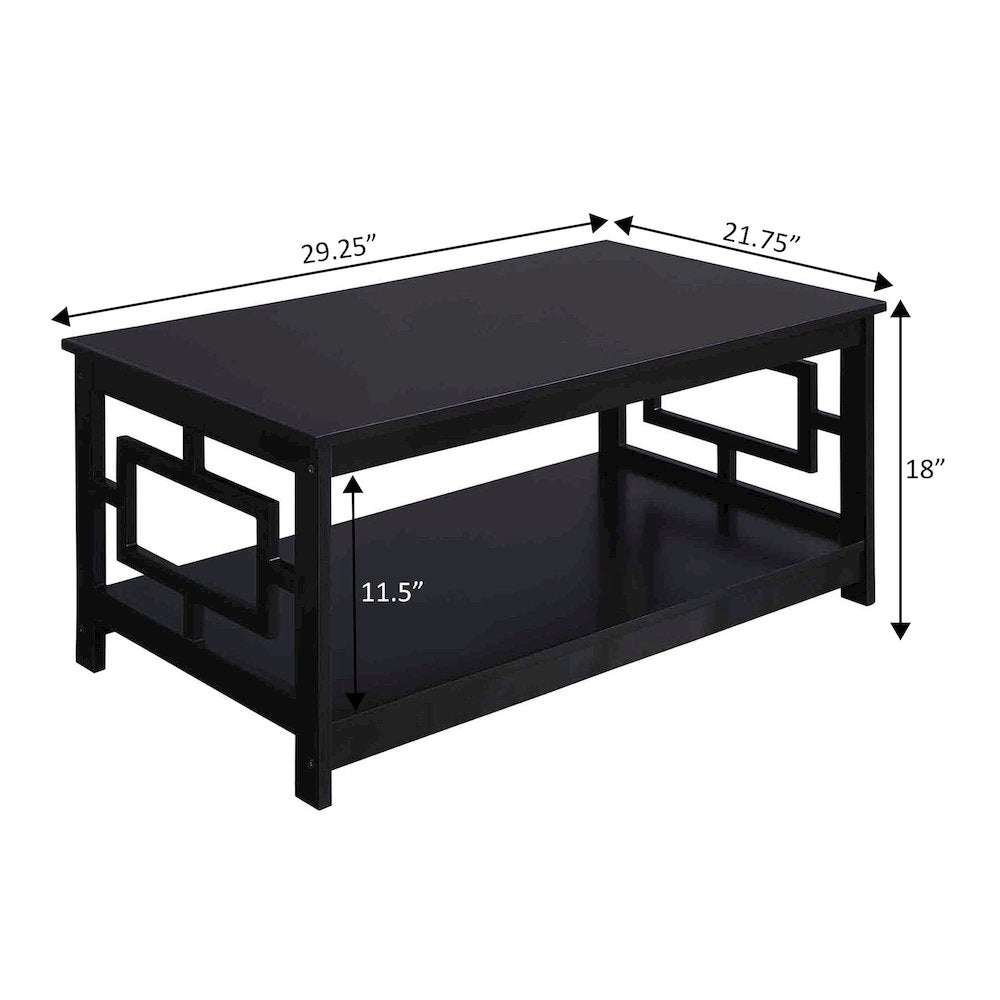 Town Square Coffee Table with Shelf, Black