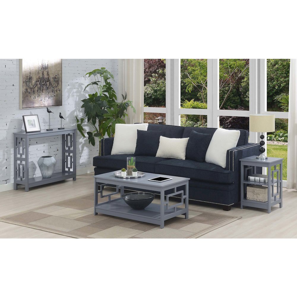 Town Square Coffee Table with Shelf, Gray