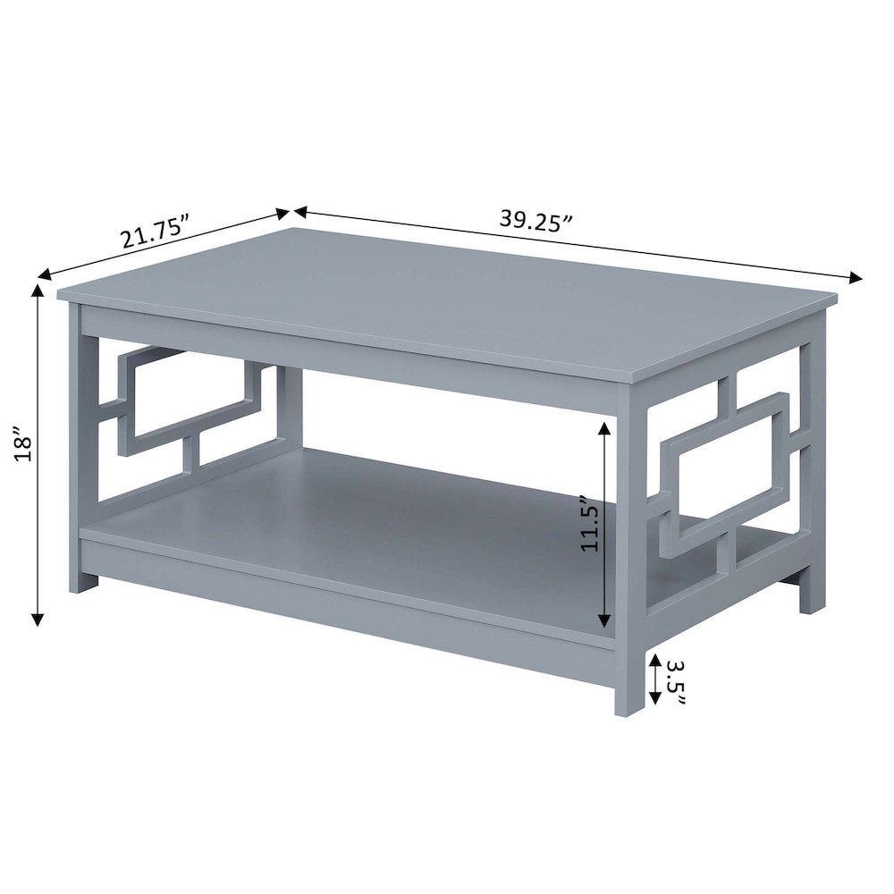 Town Square Coffee Table with Shelf, Gray