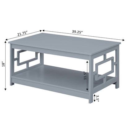 Town Square Coffee Table with Shelf, Gray