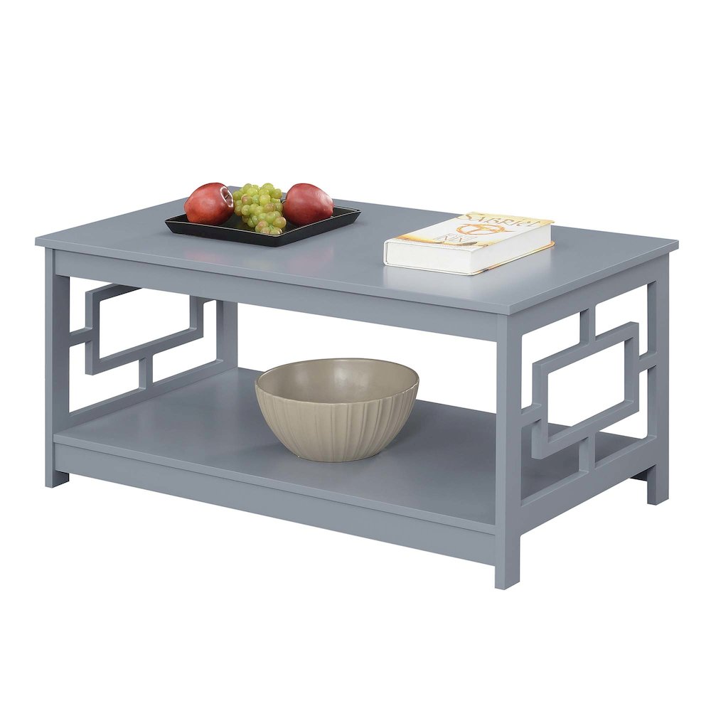 Town Square Coffee Table with Shelf, Gray