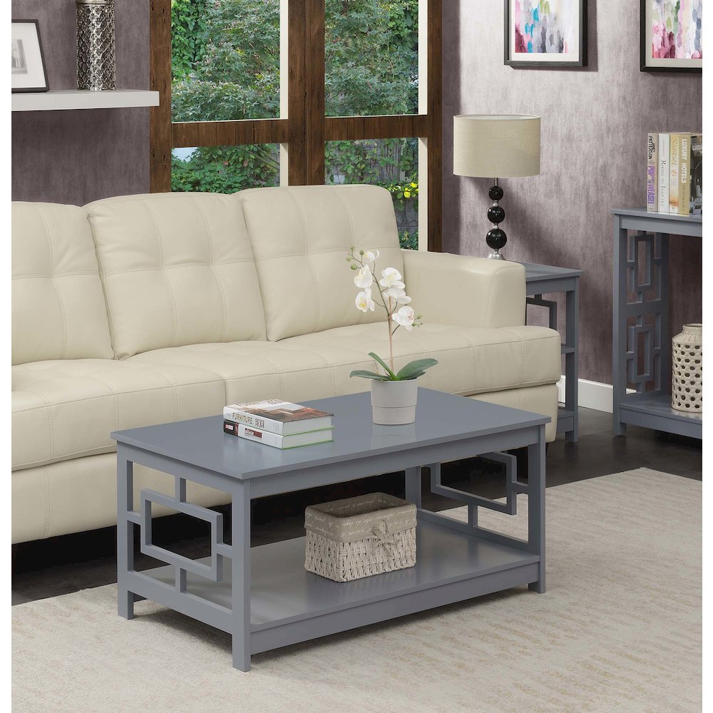 Town Square Coffee Table with Shelf, Gray