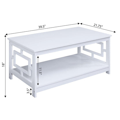 Town Square Coffee Table with Shelf, White