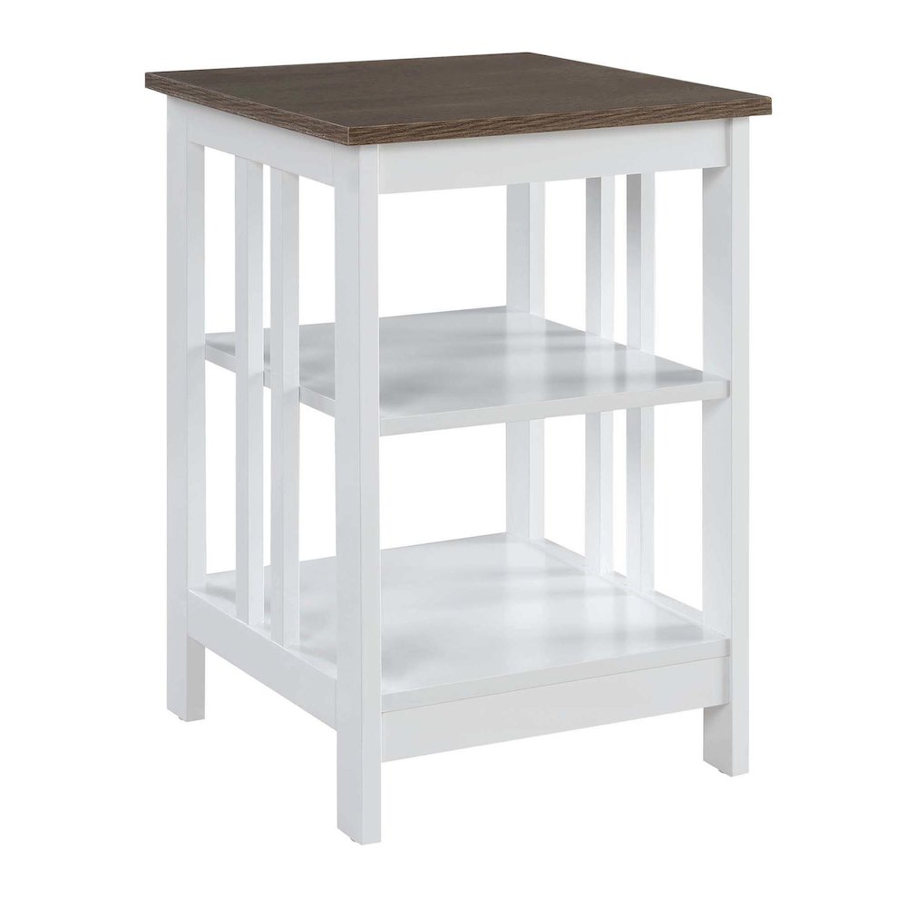 Mission End Table, Driftwood/White