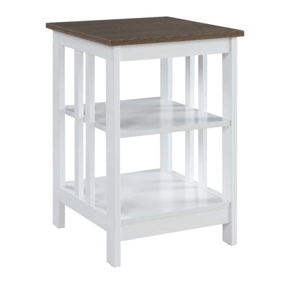 Mission End Table, Driftwood/White